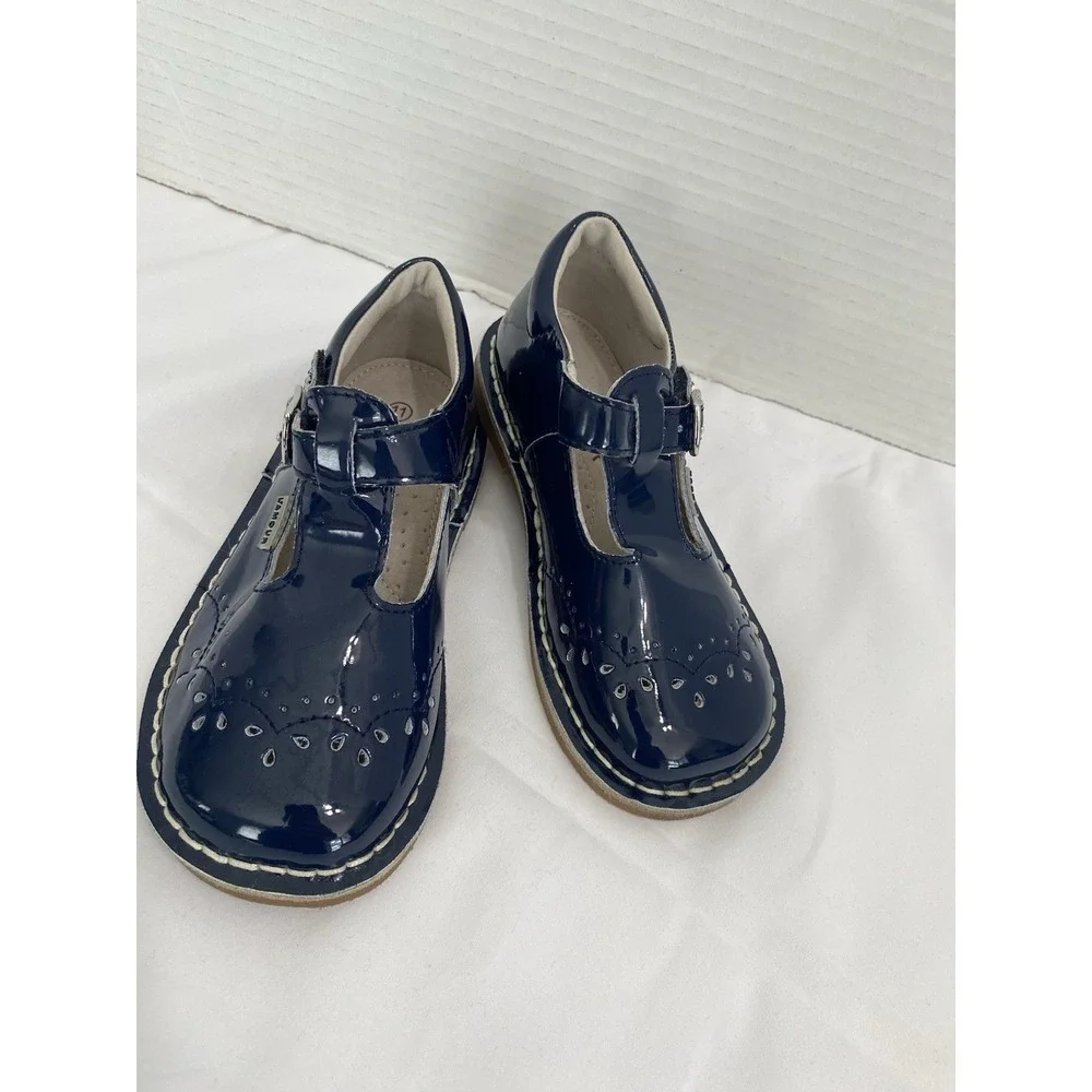 L'Amour Mary Jane Shoes Girls 11 Navy Blue Excellent T-Strap Brogue F-410